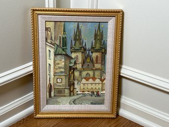 Czech Cathedral Oil On Canvas, Signed Tswilinuk