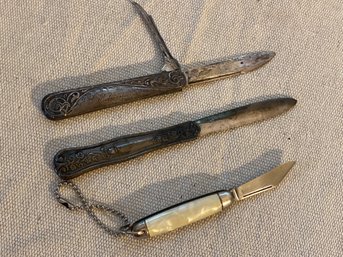 Three Knives Collection Two Appear Silver