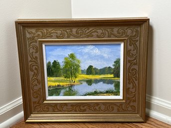 Beautiful Framed & Signed Landscape Oil On Canvas