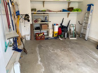 Garage Outdoor Garden Items Hose Reel Ladder And More NO Shelving And Nothing Attached To Wall