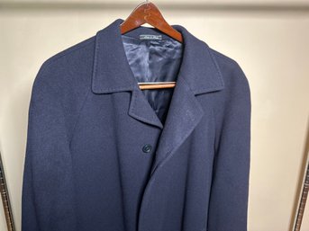 Beautiful Mens Navy Cashmere Coat, Made In Italy