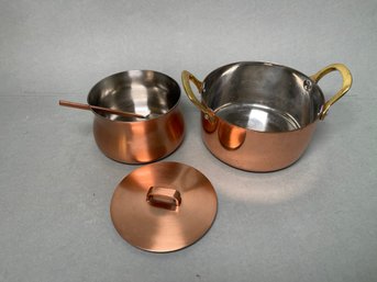 Copper Sugar Bowl & Small Pot