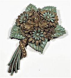 Vintage Plastic Molded Bouquet Brooch 1920s