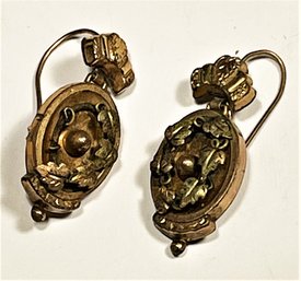 Pair Victorian Gold Filled Pierced Earrings As/is