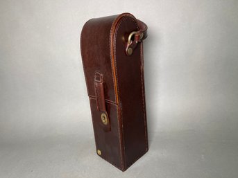 A Leather Gattorna Wine Case With Strap