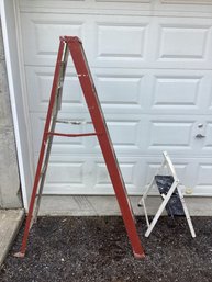 6 Foot Folding Ladder, Very Sturdy And Strong, Along With Two Step Step Stool, Very Sturdy