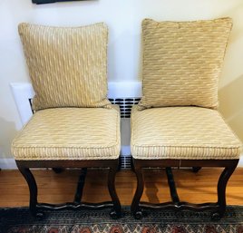 Pair Of Finely Upholstered Stools With Matching Pillows