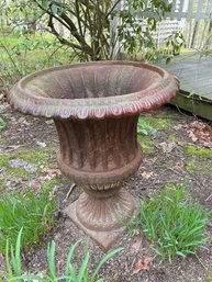 Metal Planter Urn, 26x21in, Natural Weather Patina Lot 1