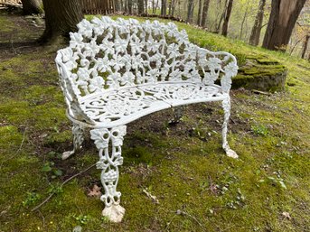 Small White Metal Garden Bench, 38x15x28in