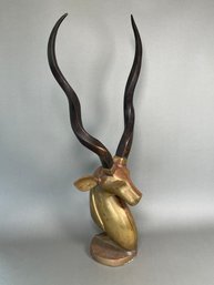 A Fantastic MCM Brass Antelope Head Statue