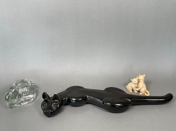 Cat Figurines & Candleholder