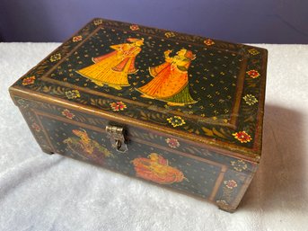 Hand Painted Mughal Style 9x4x7 Wood Wedding Box