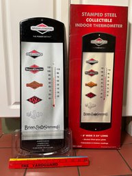 Briggs & Stratton, Stamped Steel Collectible Indoor Thermometer, New In Box,  24x8in