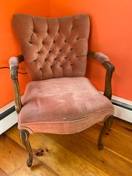 Antique Velour Upholstered Chair Seat Sags But Will Hold You Uneven Feet  Cool Look