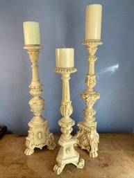 The French Three Foot Style Candle Sticks 20in 23in And 24in Beautiful Stand