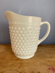 Antique Large Hobnail Milk Glass Pitcher 8x6x9 No Chip No Flea Bites Clean