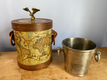 Two Ice Buckets World Map Wooden Japan 9x10 And Heavy Metal Made In France La Maison 7x5 Both Classic Designs