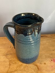 Studio Made The Clay Cellar Blue Glazed Water Pitcher 5x9x7 Perfect No Chip A Beauty