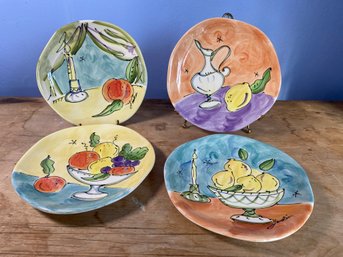 Julia Junkin Studios Appetizer Plates 8in Lovely Food Theme No Chips