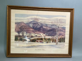 1928 Berkshire Valley Waterfcolor Print, Dwight Shepler