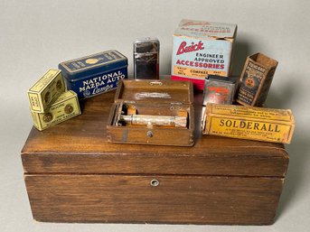 Vintage Gillette Razor, Humidor & Old Advertising
