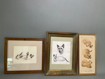 Three Framed Cat Pieces