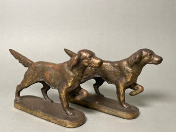 Cast Metal Bronzed Pointer Dog Bookends