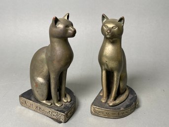 H Huber Clark Pompeian Bronze Cat Book Ends