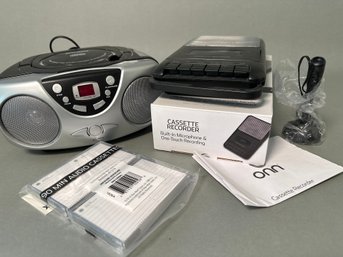 Mini Disc Player And Never Used Cassette Recorder