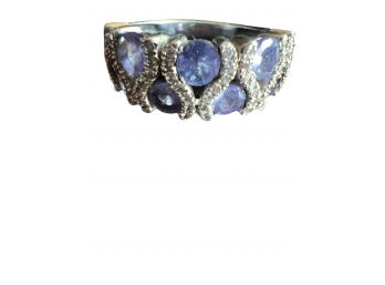 Tanzanite And Cz Ring In Sterling Silver