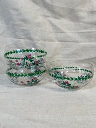 Three Hand-painted Bowls, No Chips, 5.5x3in