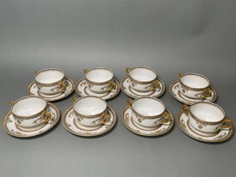 Haviland & Co Limoges Tea Cups & Saucers, Set Of 8