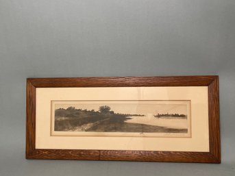 Antique Water Scene Print, Signed