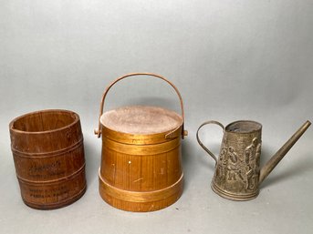 Vintage Firkin, Tobacco Barrel & Copper Watering Can