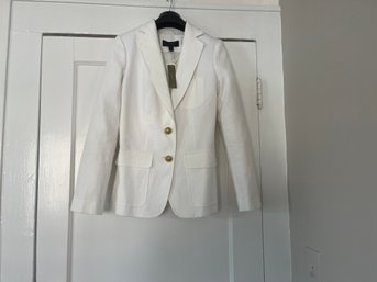 J. Crew White Linen Blazer, Size 00, NWT