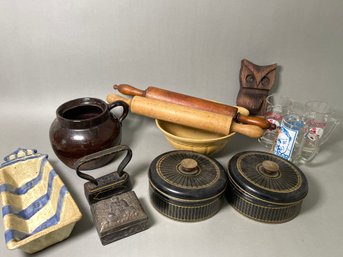 Mix Lot: Pottery, Glasses, Rolling Pins & More