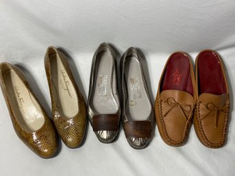 Salvatore Ferragamo Leather Flats Size 5 Ladies Shoes