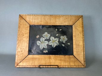 Vintage Handpainted Floral Tin Framed Piece