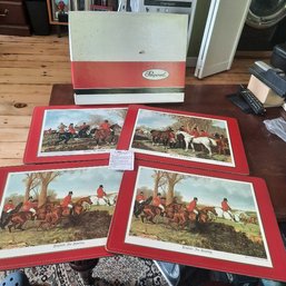 #114 - Set Of 4 Pimpernel 16 X 12 Placemats English Fox Hunting Scenes, Cork Backing.