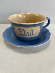 Vintage Dad Blue And White Mug And Saucer