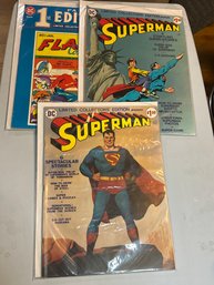 3 DC Comics Treasury Size Comic Books Superman Flash