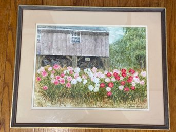 'june Morning' Painting Watercolor On Gesso Signed Margaret Philbrick Matted Framed 21x17'