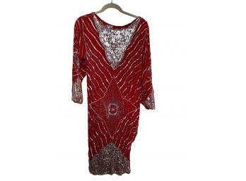 Vintage Sequined Dress- India- 100 Silk