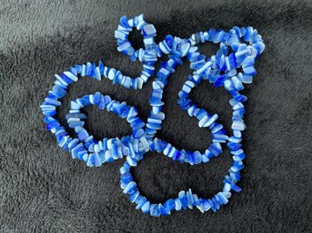 Beautiful 34 Inch Rope Of Blue White Stone Nugget Beads