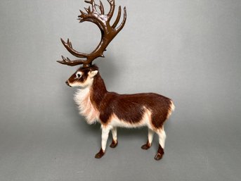 Reindeer Figurine With Real Fur