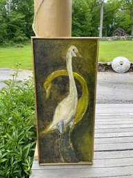 A Pretty Swan Oil On Canvas Painting