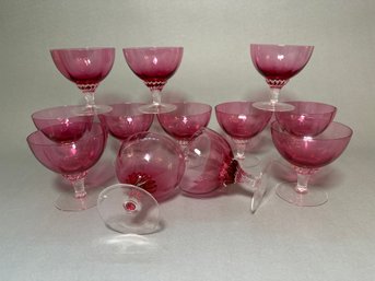 Pretty In Pink Vintage Crystal Sorbet Glasses