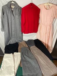 Jones New York Wool Skirts Jen7 Pants Ellen Tracy Red Silk Blouse Richard Warren Pink Dress Size 2 Petite