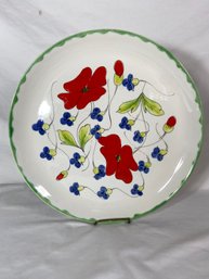 Hand Painted Red Poppy Flowers Serving Plate Mancioli Italy 16 67/77