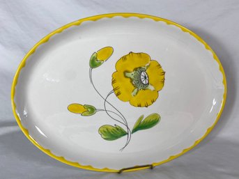 Hand Painted Yellow Poppy Serving Platter Mancioli Italy AMM 21 MM/69 No Chips